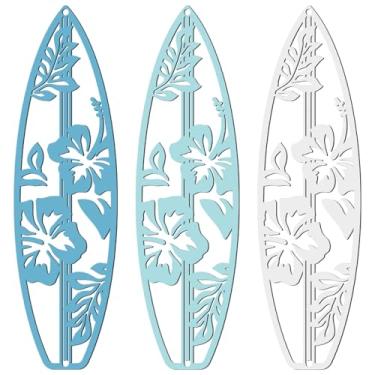 Imagem de Otoolling 3 peças de decoração de prancha de surfe de hibisco para quarto, decoração de parede de praia, verão, metal, prancha de surfe, placa para pendurar na parede para sala de estar tropical