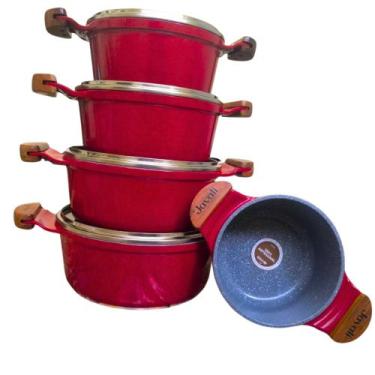 Imagem de jogo de panelas javali premium antiaderente 5 peças 16 a 24, Vermelho,