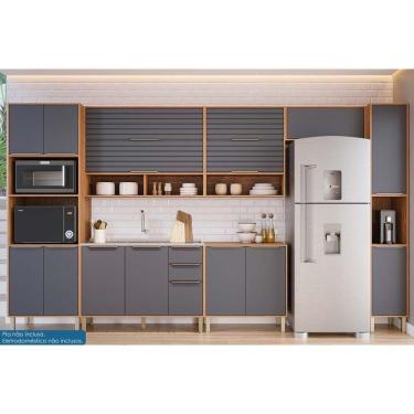 Imagem de Cozinha Completa 7 Peças Esplêndida 3 Aéreos 2 Balcões 1 Paneleiro 1 Torre Quente C7p184 Freijó Titanium