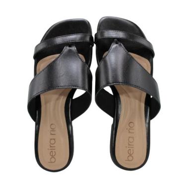 Imagem de Tamanco Feminino Rasteira Beira Rio Preto, Pt, Napa madri preto, 38