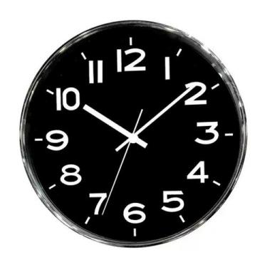Imagem de Relógio Parede Redondo Sala Quarto Cozinha Decoração 30cm - GOAL , PRE