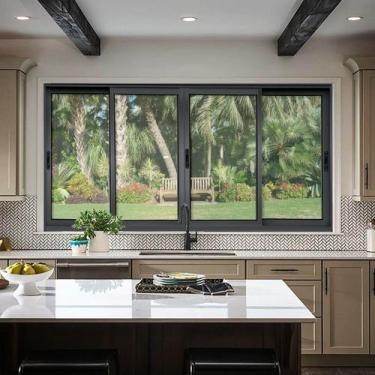 Imagem de Janela Elite 4 Folhas Moveis 120 x 150 Vidro Liso Preto Brimak