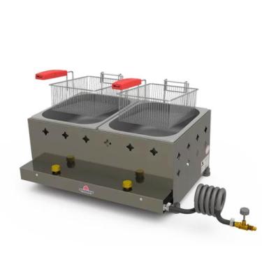 Imagem de Fritadeira Profissional a Gás Progás Inox 2 Cubas 10 Litros PR-20G