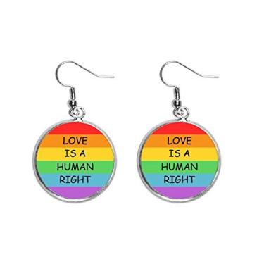 Imagem de Brinco de prata com bandeira de arco-íris lésbica gay LGBT brinco pendente joia feminina