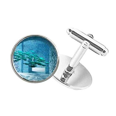 Imagem de DIYthinker Abotoaduras com clipe de botão redondo com imagem da natureza da Ocean Fish