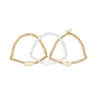 Imagem de Lucky Brand Conjunto de pulseiras de algemas com contas, One Size, Metal, Sem pedras preciosas