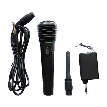 Imagem de Microfone dinâmico portátil sem fio Microfone dinâmico com fio 2 em 1 durável Mini receptor portátil Microfone vocal para áudio em casa KTV Party PC