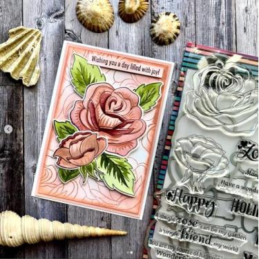 Imagem de Alinacutle Estêncil de camadas transparentes rosa para corte de metal para fazer cartões feitos à mão, álbum de recortes, molde de artesanato de papel (1 carimbo transparente rosa, 1 corte rosa, 3