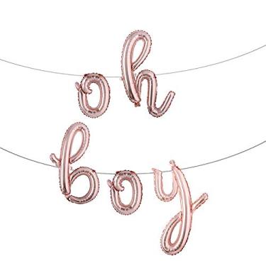 Imagem de 16 inch lowercase Oh Boy Balloons Banners Alphabet Foil Letter Balloon Decoration with Rope for Baby Shower Birthday Party Gender Reveal Party (L oh boy rose gold)