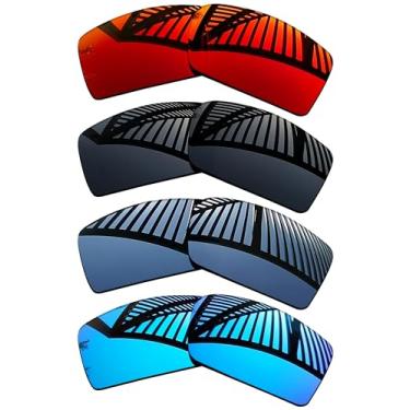Imagem de MYCOURAG 4 pares de lentes de reposição para óculos de sol Oakley Gascan OO9014 - preto sólido + titânio + azul gelo + vermelho fogo