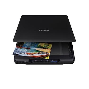 Imagem de Epson Perfection V19 II Scanner de mesa colorida para fotos e documentos com resolução óptica de 4800 dpi, alimentação USB e tampa removível de alta elevação