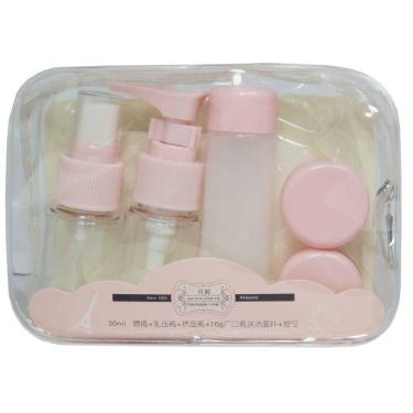 Imagem de Kit Frascos De Viagem Rosa Pequeno 30Ml Necessaire Transparente - F3765