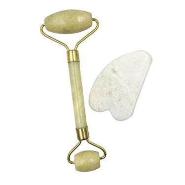 Imagem de Rolo Massageador Facial de Pedra de Jade Anti-Rugas (Kit Branco, x 1un)
