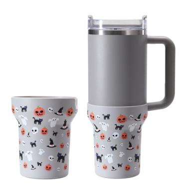 Imagem de Thxbag Bota de silicone para Stanley Cup 1,134 g, capa para botas de Halloween com acessórios Stanley H2.0 e Quencher Adventure Tumbler (creme, 1,134 g)