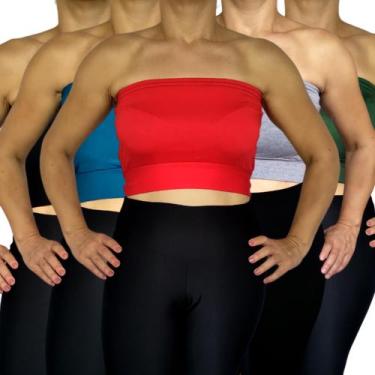 Imagem de Kit 5 Tops Femininos Faixa sem alça Elástico Barra Cores Sortidas Visc
