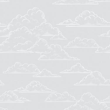 Imagem de Papel De Parede Vinílico Nuvens Branca E Cinza Desenho Quarto  5m - Si