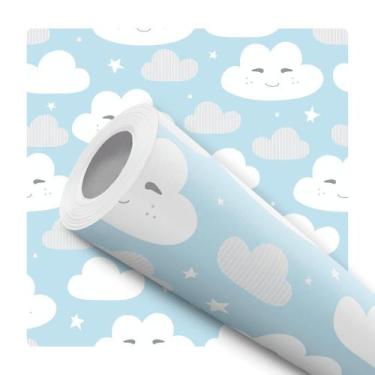 Imagem de Papel De Parede Vinílico Nuvem Sorridente Quarto Infantil 12m - Signma
