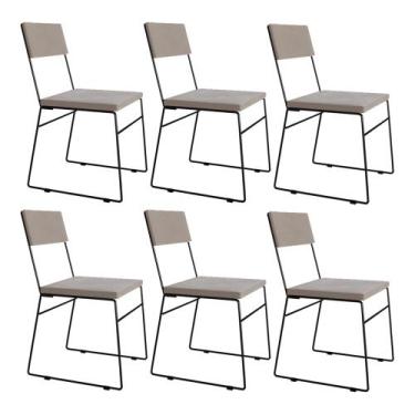 Imagem de Kit 6 Cadeiras de Jantar Málaga Assento Veludo Bege - ASTURIAS