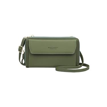 Imagem de SO Bolsa tiracolo moderna para celular, bolsa de ombro feminina, bolsa clutch, Verde, Large