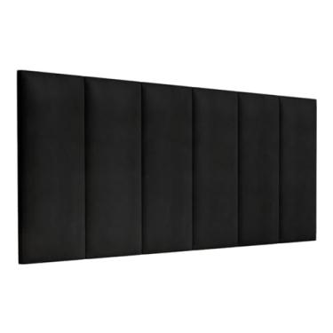 Imagem de Cabeceira de Parede Estofada Cama Box Casal Quarto Corino Suede Almofadada Charmosa Lisa 1.40cm - Preto