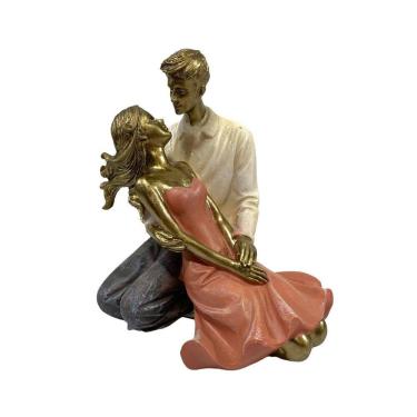 Imagem de Casal Sentado Resina 12x10x14cm - Espressione Mabruk