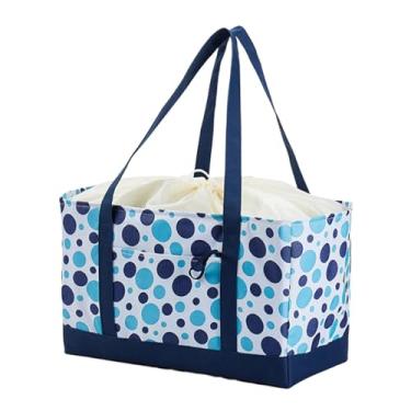 Imagem de ＫＬＫＣＭＳ Bolsa de mercearia reutilizável isolada Bolsa de entrega de alimentos de tamanho grande Transporte de mercearia Bag do transportador de transportadora, Azul