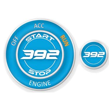 Imagem de ToolEpic Para Dodge Challenger Charger 392 Hemi Scat Pack Decalque Acessórios 2015-2025 - Botão de Parada de Parada do Motor Emblema Adesivo - Botão Push to Start Capa de Crachá Vermelho Rubi -