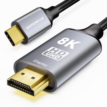Imagem de SWITCHFLUX Cabo USB C para HDMI 2.1 de 3 m (8K @60Hz, 4K @144Hz, 2K @240Hz) Cabo trançado tipo C para HDMI, [compatível com Thunderbolt 3/4/5] para iPhone 15 Series, MacBook Pro/Air, iPad Pro,