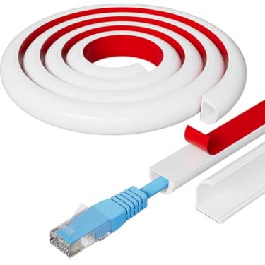 Imagem de Escondedor de cabo de fivela lateral de 198 cm para 1 cabo, capas de cabo de extensão para fios na parede, ocultador de cabo adesivo para montagem na parede, canal de fio para corretivo de cabos