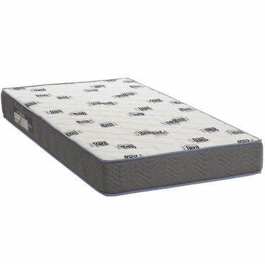 Imagem de Colchão Solteiro 78x188x14 Espuma D33 Bordado Light Branco Azul - Ortobom