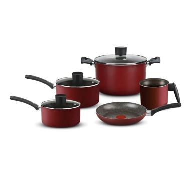 Imagem de Conjunto de Panelas Rochedo Facilita 5PA S - 5861035170  Vermelho