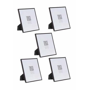 Imagem de Kit 5 Porta Retrato em Metal e Vidro Foto 20x25 Preto Brilho - Tokyo D