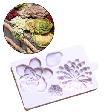 Imagem de Lindas plantas suculentas de flores DIY 3D para fazer blocos de gelo, doces, fondant, chocolates, sabonetes, decoração de bolos, mousse, geleia, velas, assar