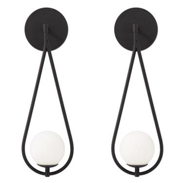 Imagem de Kit 2 Luminárias Arandela Parede Gota Globo Vidro Sala Preto