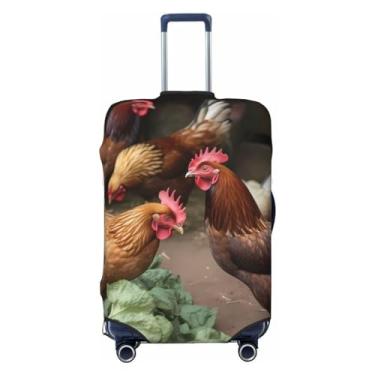 Imagem de LDTVSFZQ Farm Chickens1 Capa de bagagem de viagem elástica lavável protetor de mala antiarranhões capa de viagem protetor de bagagem para mala de 45 a 81 cm, Preto, X-Large