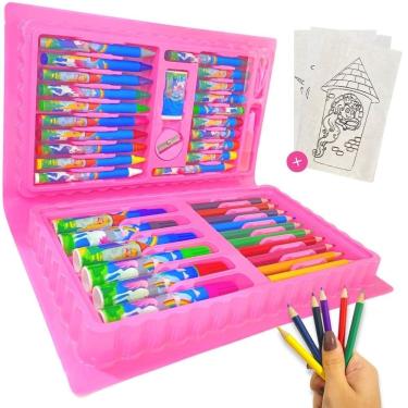 Imagem de Maleta Escolar Pintura Infantil 48 Peças Estojo Canetinha