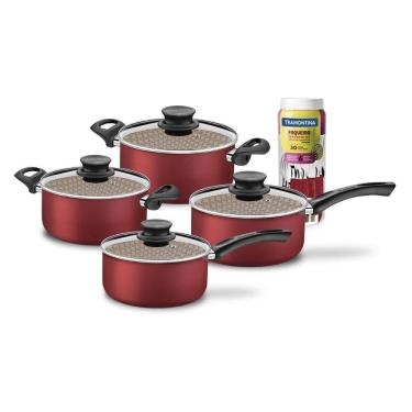 Imagem de Jogo Tramontina Panelas 4 Pç E Faqueiro 30 Peças Vermelho
