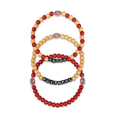 Imagem de FOCO San Francisco 49ers NFL Pacote com 3 pulseiras da amizade com contas