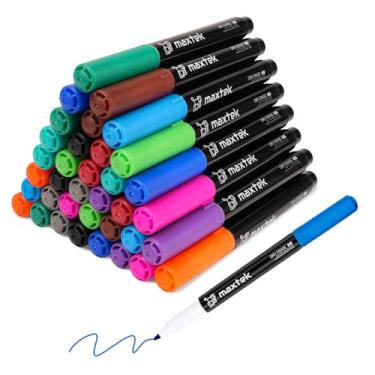 Imagem de maxtek Marcadores apagáveis a seco, ponta ultrafina, 36 unidades, 12 cores, baixo odor, material escolar para sala de aula, anote marcadores de quadro branco