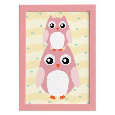 Imagem de Quadro Infantil Coruja Baby Moldura Rosa 22x32cm - Quartinhos