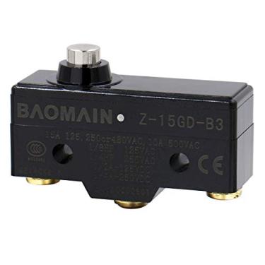 Imagem de Baomain RZ-15GD-B3 Interruptor básico de uso geral, à prova de gotejamento, êmbolo de mola curta, terminal de parafuso, intervalo de contato de 0,5 mm, corrente nominal de 15A