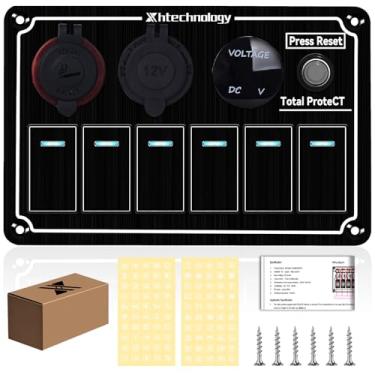 Imagem de xhtechnology Painel De Interruptores Balancim Para Barcos Marítimos Xhtechnology, Alternância À Prova D'Água Com 6 Pinos E Usb Duplo Voltímetro Trailers, Carros, Barcos, Caminhões Reboques - 12-24 V