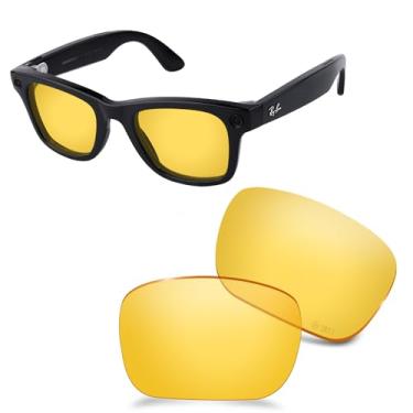 Imagem de AOZAN Lentes de reposição ANSI Z87.1 para óculos de sol RayBan Meta Wayfarer RW4006 50 mm, Amarelo de alta definição, RW4006 50mm