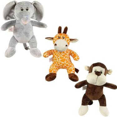 Imagem de Trio De Pelúcias Safari 30cm Animais Dia Das Crianças Natal Bebê Baby Presente Festa Antialérgico Kwaii Festa Brinquedo Menina Menino Tematico Pré Definido Escolha O Seu! (ElefanteGirafaMacaco)