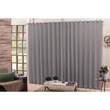 Imagem de Cortina Para Sala Tecido Voil Ilhós Cromado Cinza 4,00x2,80m