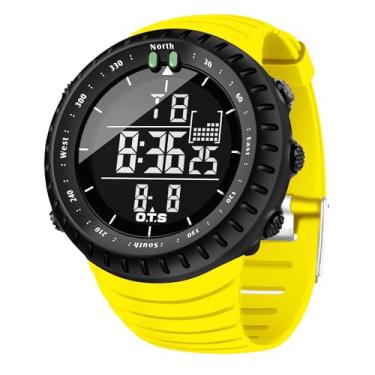 Imagem de PALADA Relógio esportivo digital masculino à prova d'água com retroiluminação LED (amarelo)