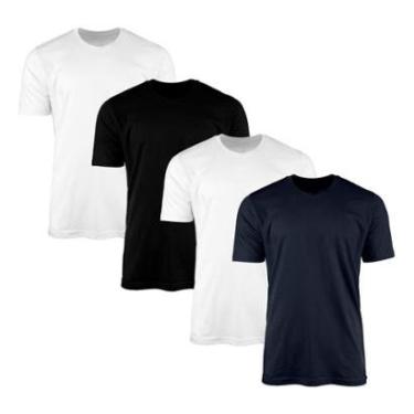 Imagem de Kit 4 Camisetas AMGK Masculina Lisa Básica 100% Algodão-Masculino