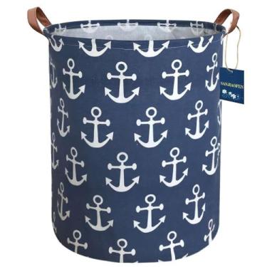 Imagem de Cesto de roupa para crianças Sanjiaofen Navy Blue Anchor 50x40 cm