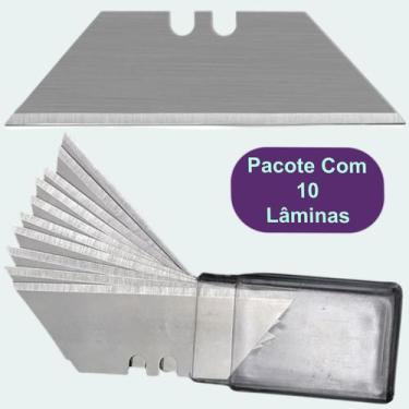 Imagem de 10 Lamina Trapezoidal Para Estilete Profissional Refil 19mm Aço Sk5 - 