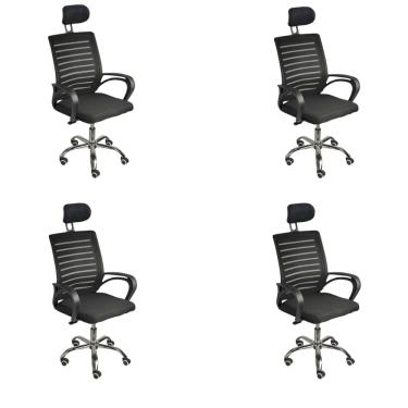 Imagem de Kit 4 Cadeiras de Escritório Diretor Roma com Apoio